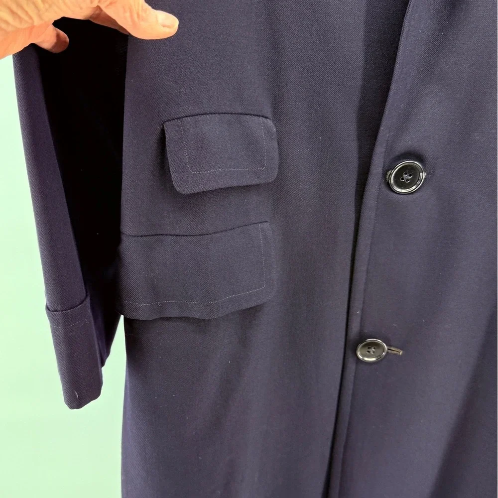 Vintage Kumar High Class Tailor Men's Dark Navy Overcoat Ed Bespoke‎ *read*
